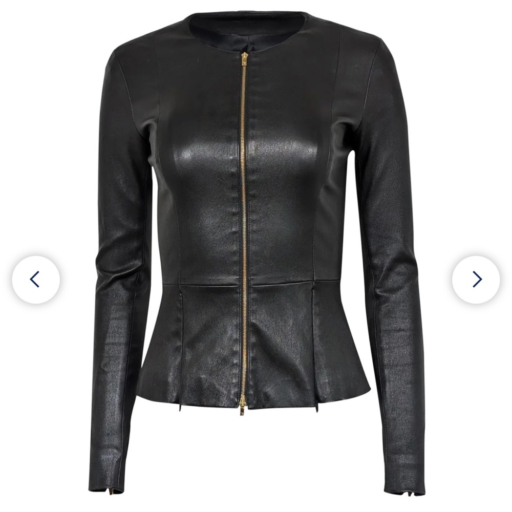 THE ROW Black Anasta Lambskin Peplum Leather Jacket